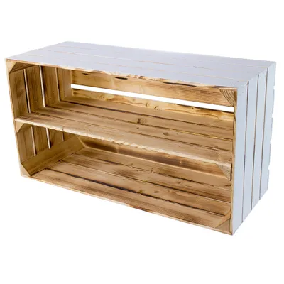 Produktbild von 2x Feines skandinavisches Regal in weiß mit geflammtem Innenraum, ein Mittelbrett, Schuhregal / Wandregal, neu, 68x31x40,5cm