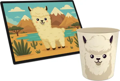 Produktbild von itenga Papierkorb mit Schreibunterlage KAWAII Motiv PANDA Set