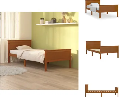Produktbild von vidaXL Massivholzbett Honigbraun Kiefernholz 100x200 cm -  Betten & Bettgestelle