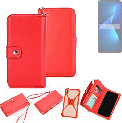 Produktbild von K-S-Trade 2in1 Schutzhülle Portemonnee Handyhülle mit Bumper kompatibel mit Tecno Pova 5 Hülle Case Etui Geldbörse Smartphone rot (1x)