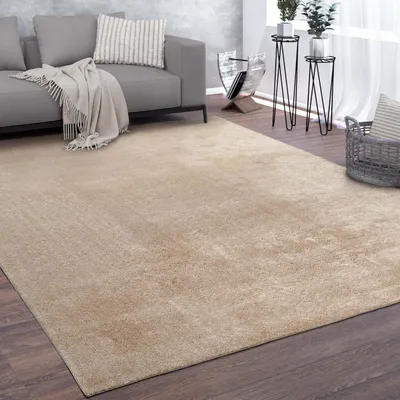 Produktbild von Waschbarer Teppich Wohnzimmer Kurzflor Einfarbiger Moderner Stil Weich Beige Grösse 60x100 cm