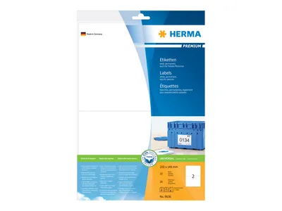Obrázok produktu pre HERMA Premium - papier - matný - trvale samolepiaci - biely - 210 x 148 mm 20 štítkov (10 listov x 2)