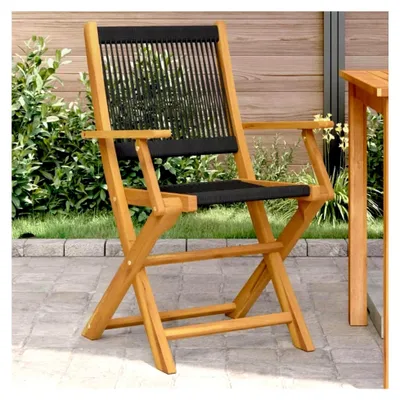 Produktbild von Gartenstühle, 2 Stück, schwarzes Massivholz, Akazie und Polypropylen