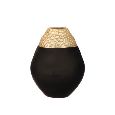 Immagine prodotto di Gilde Vase, bauchig, "Imperium", Aluminium, goldfarben, schwarz, VE 1, L. 26 cm, B. 17 cm, H. 17 cm  53760