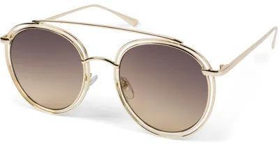 Produktbild von styleBREAKER Damen Oversize Sonnenbrille mit runden Gläsern und doppeltem Rahmen, Polycarbonat Gläsern, Hippie Look 09020122