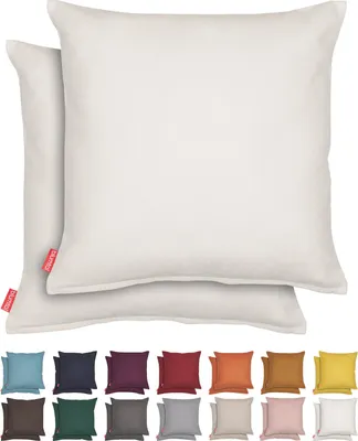 Produktbild von Blumtal 2er Set Kissenbezug 45x45 cm Chenille - Kuscheliges Sofakissen mit verstecktem Reißverschluss,  , weiches Dekokissen, Off-White - Weiß