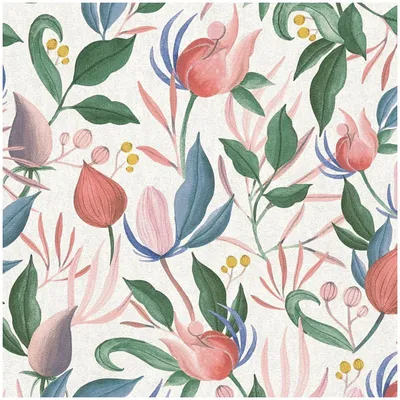 Produktbild von Profhome 790625-GU Blumen Tapete Floral matt weiß rosa blau grün 5,33 m2