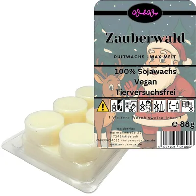 Produktbild von WonderWax Duftwachs Weihnachten Wax Melts für Duftlampe, 6 Kreise Duftmelt Wachsmelt Sojawachs Duftwachs Würfel für Raumdüfte, Wachs Duftöl Winter Indoor Schmelzen für Aromalampe Zauberwald