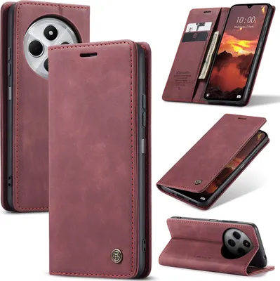 Obrázek produktu pro Pouzdro pro Xiaomi Redmi 14C, RetroPolyuretanKožené Pouzdro s Funkcí Stojánku červené
