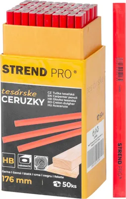 Zdjęcie produktu dla Ołówek Strend Pro, ołówek stolarski, 176 mm, kwadratowy, czarny wkład, opakowanie zbiorcze 50 szt.