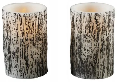 Image de Livarno Bougies en cire avec LED aspect bois 2 pcs