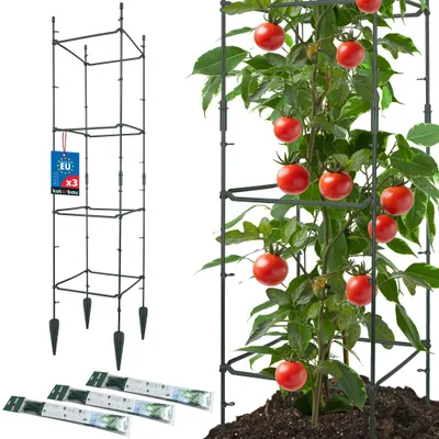 Image de KOTARBAU® Lot de 3 tuteurs modulaires 29 x 29 x 120 cm Tuteur carré en plastique pour plantes grimpantes et légumes Brise-vue pour jardin et balcon