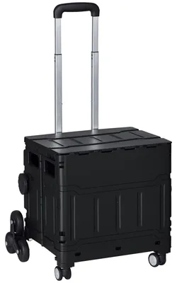 Productafbeelding van Winkelwagen, traplift, opvouwbaar, telescopische handgreep, draagvermogen tot 65 kg, zwart
