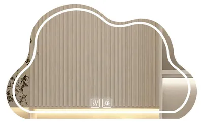 Zdjęcie produktu dla Lustro do łazienki LED AIORBER, kształt chmury, montaż na ścianie, asymetryczne, antyfog, możliwość regulacji jasności, 3 barwy światła, panel dotykowy, kolor srebrny, wymiary 40x60 cm