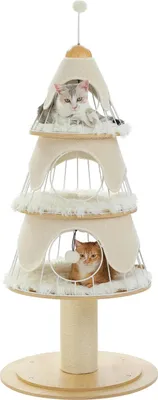 Image de Arbre à chat de Noël, 3 appartements confortables, design à plusieurs étages, colonne à griffer en sisal, AMT0260WE, L