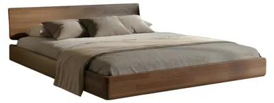 Produktbild von Schwebebett aus massivem Buchenholz Visby LENA ohne Nachttische, 200x200 cm, Farbe Nussbaum