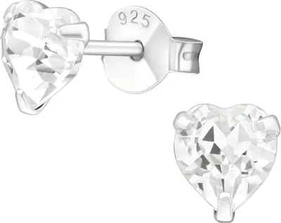 Produktbild von Ohrringe Ohrstecker 925 Sterling Silber mit Kristallherz in verschiedenen Farben Farbe - Transparent
