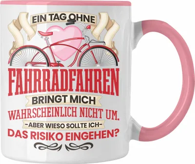 Produktbild von Trendation - Fahrrad Tasse Geschenk für Radfahrer Fahrradfahrer Lustiger Spruch Geschenkidee (Rosa)