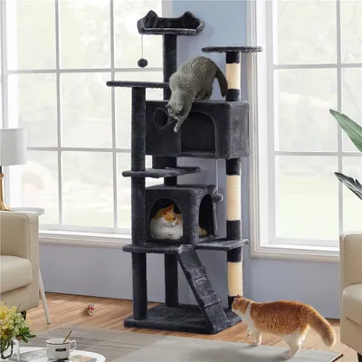 Produktbild von Yaheetech Kratzbaum Höhe 178 cm Stabiler Katzenkratzbaum Katzenbaum Katzenmöbel, Kletterbaum für Katzen, Schwarz