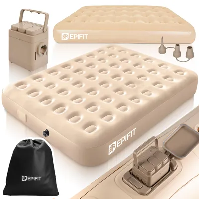 Produktbild von Luftbett Luftmatratze 2 Personen selbstaufblasend EPIFIT 203x152x25cm elektrische integriert Pumpe Doppel Beige bis 300kg