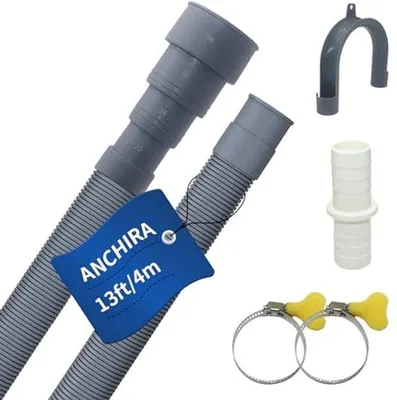 Produktbild von Abfluss-Schlauch 4m für Waschmaschine und Geschirrspüler - Verlängerungsset mit Anschluss und Halterung