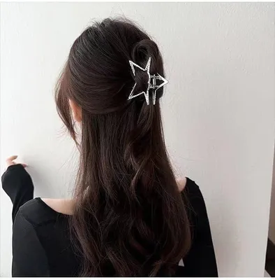 Produktbild von Silberne Stern-Haarspange aus Metall für dickes und schweres Haar – sicherer Halt für Frauen und Mädchen
