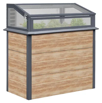 Produktbild von Westmann Primus-Multi Plus M Metall Hochbeet mit Frühbeetaufsatz Holzoptik