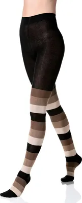 Produktbild von Yenita® Strickstrumpfhose Baumwoll-Strumpfhose S braun-beige-schwarz