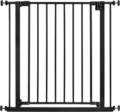 Image de Barrières de sécurité pour escaliers et portes, 75-87 cm | Noir | 75–87 x 2,5 x 76 cm