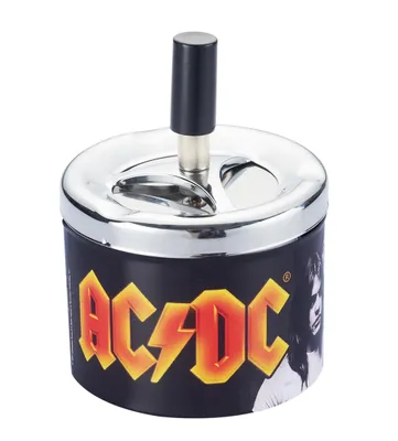 Produktbild von DREHASCHENBECHER AC/DC Ø9,5cm aus Metall Aschenbecher Windaschenbecher Druckaschenbecher Windaschenbecher Ascher 650 (Schwarz)
