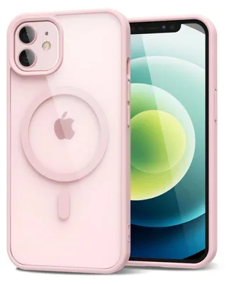 Obrázek produktu pro Magnetický kryt pro iPhone 12/iPhone 12 Pro, kompatibilní s MagSafe, průhledné nárazuvzdorné pouzdro, ochranný zadní kryt Růžový