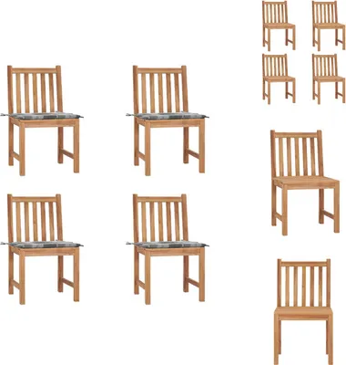 Image de vidaXL Chaises de jardin 4 pcs. avec coussins teck massif - Chaises de jardin