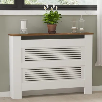 Produktbild von Skye Decor, Termora - Walnut, White, Heizkörperschrank, Nussbaum, 100% MELAMINBESCHICHTETE SPANNPLATTE, 112 x 30 x 82 cm