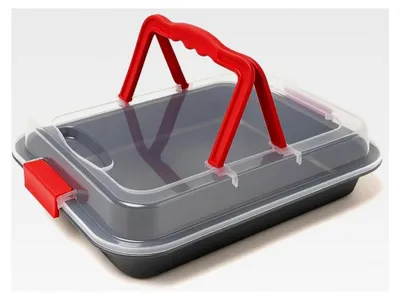 Produktbild von Backform mit Deckel - Rechteckige Kuchenform - Auflaufformen - Transporthaube - Kohlenstoffstahl - 36 x 23 cm