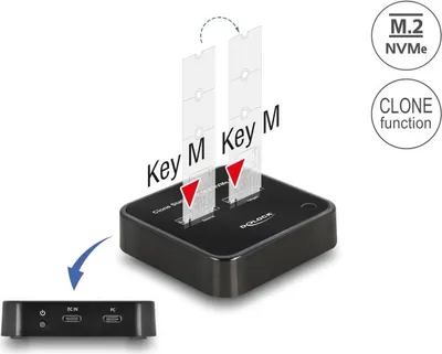 Produktbild von Delock M.2 Dockingstation für 2 x M.2 NVMe PCIe SSD mit Klon Funktion