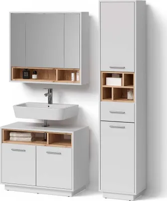 Produktbild von Badmöbel-Set Livinity Temo Weiß 3 Teile, mit Hochschrank, Model 52614