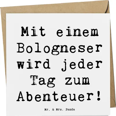 Produktbild von Mr. & Mrs. Panda Grußkarte Spruch Bologneser Abenteuer - Weiß - Geschenk, kuschelige Hunde, Hunderasse, Glückwunschkarte, doppelkarte, Hunderassen Charakter, intelligente