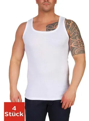 Produktbild von 4 Stück Unterhemd Feinripp 100% Baumwolle; Weiß/XL