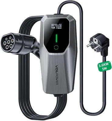 Obrázek produktu pro EV nabíječka typu 2 - Nabíječka pro elektromobily - Nabíjecí kabel pro elektromobily - Přenosná nabíječka - Nabíječka pro elektromobily - 16 A, 3,6 kW