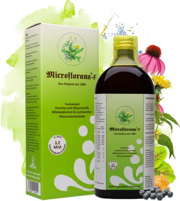 Produktbild von Microflorana® -F - Probiotika - Darmsanierung - Ansiedlungsfähige Bakterienstämme - Vitamine & Mineralstoffe - Darmbakterien - Probiotika flüssig