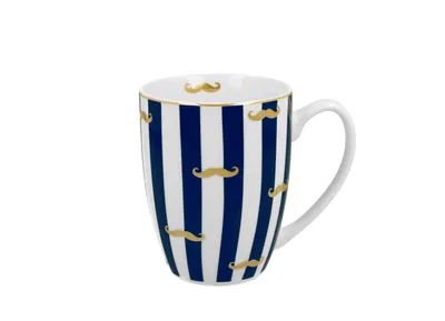 Image de Duo de tasses à café Moustache en porcelaine, mug, tasse à thé, tasse à café avec anse 360 ml