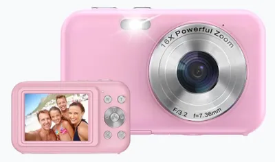 Productafbeelding van Siltcon® Digitale Camera - Full HD - 64 MP - Fotocamera - Mini Camera - Fototoestel - Vlog Camera voor Kinderen - Compact Camera - Foto & Video - 16x Zoom - Incl. 64GB SD