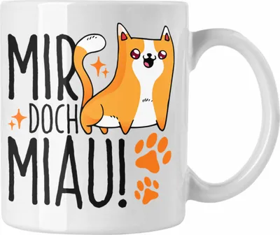 Produktbild von Trendation - Katzen Tasse Lustige Geschenkidee "Mir Doch Miau" Geschenk für Katzen-Besitzerin (Weiß)