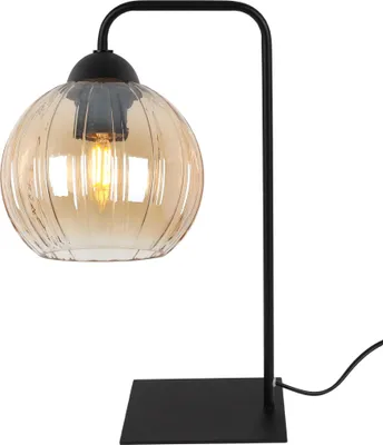 Image de Lampe de table Costa Noir 1 flamme Verre Miel Boule E27