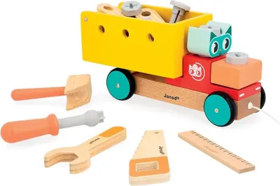 Productafbeelding van Janod Brico'kids Bouw- en sleepwagen, meerkleurig. Meerkleurig, one size