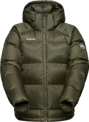 Dunkelgrüne Mammut Glacier Glow IN Hooded Jacke mit Kapuze und durchgehendem Reißverschluss