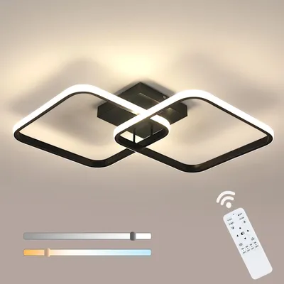 Image de Suspension LED Osairous, variateur d'intensité, 50W, 5625 lumens, 3000-6500K, noire, 64 cm