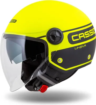 Produktbild von Cassida JetHelm Handy Plus Linaer gelb neon matt/schwarz M (57 - 58cm) + Sturmhaube