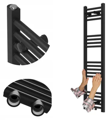 Immagine prodotto di Granitan - Termoarredo bagno - Scaldasalviette 120x30 cm - Radiatore nero - portasciugamani - RAVEN