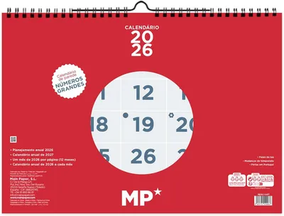 Produktbild von Wandkalender 2026, 31 x 43,5 cm, Monatsübersicht, Feiertage, für Büro